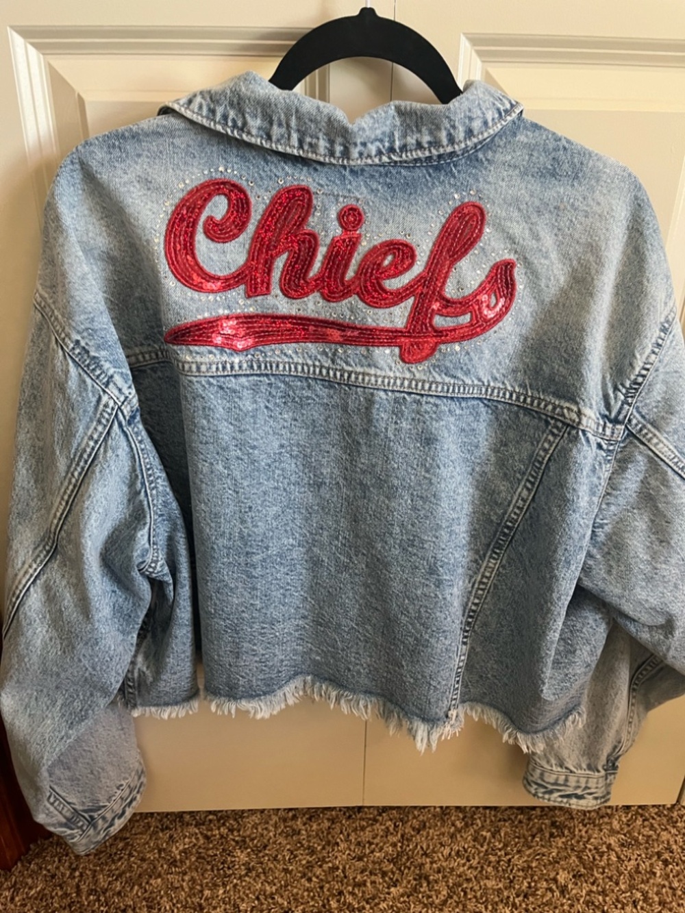 Custom Wild Fable Chiefs Cropped Denim Jacket